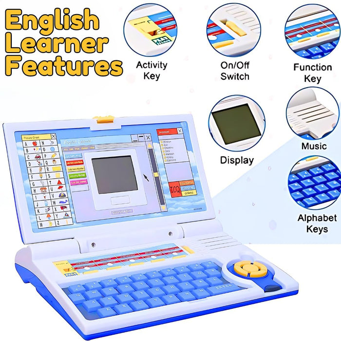 Mini Explorer Educational Computer Laptop Toy for Kids With Mouse |Toys for 2 - 5 Years Old Boys Girls| Learning Activity Alphabet, Letter, Words, Games & Music, Mathematics Logical Memory Tool - Blue