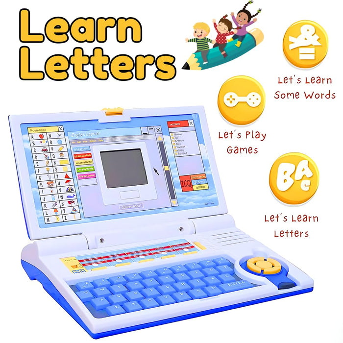 Mini Explorer Educational Computer Laptop Toy for Kids With Mouse |Toys for 2 - 5 Years Old Boys Girls| Learning Activity Alphabet, Letter, Words, Games & Music, Mathematics Logical Memory Tool - Blue