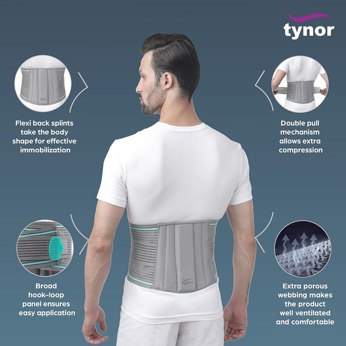 TYNOR Lumbo Sacral Belt, Grey, XL, 1 Unit - eLocalshop