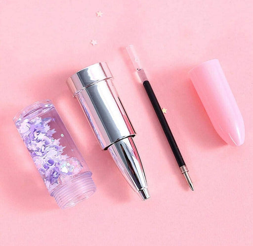Lipstick Glitter Blue Gel Pens Makeup Pen, School Supplies, Ballpoint Pens, Children Supplies Birthday Return Gifts for Kids Set of 4 - eLocalshop