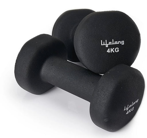 Lifelong Set of 2 Neoprene Cast Iron Dumbbells (4kg * 2) Fixed Weight Dumbbell  (8 kg) - eLocalshop