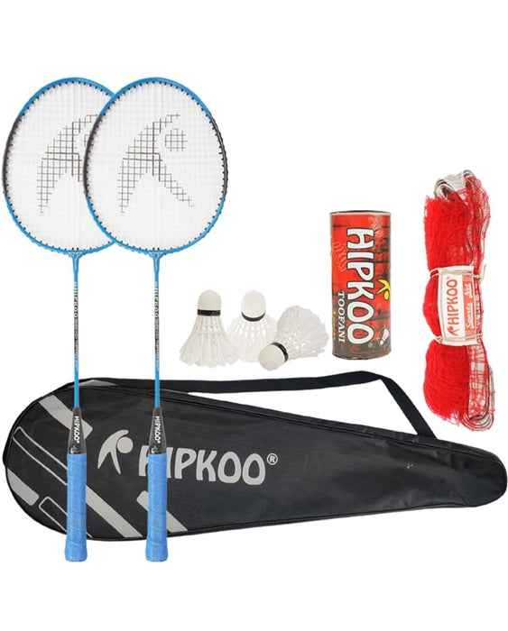 Hipkoo Sports Fine Badminton Combo Set with 2 Rackets, 3 Feather Shuttles And Net Badminton Kit - eLocalshop