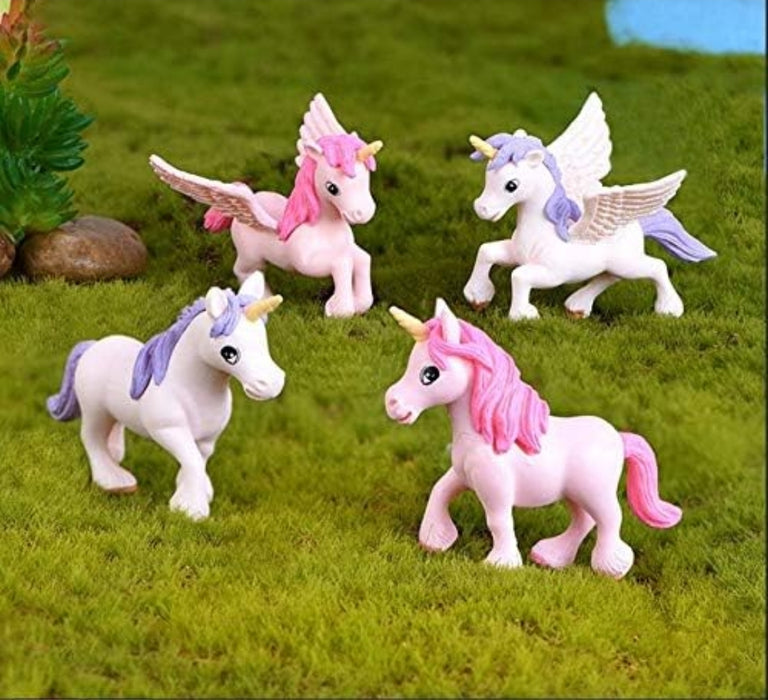 Chocozone Pack of 4 Cute Unicorn Miniatures Garden Decoration Gifts